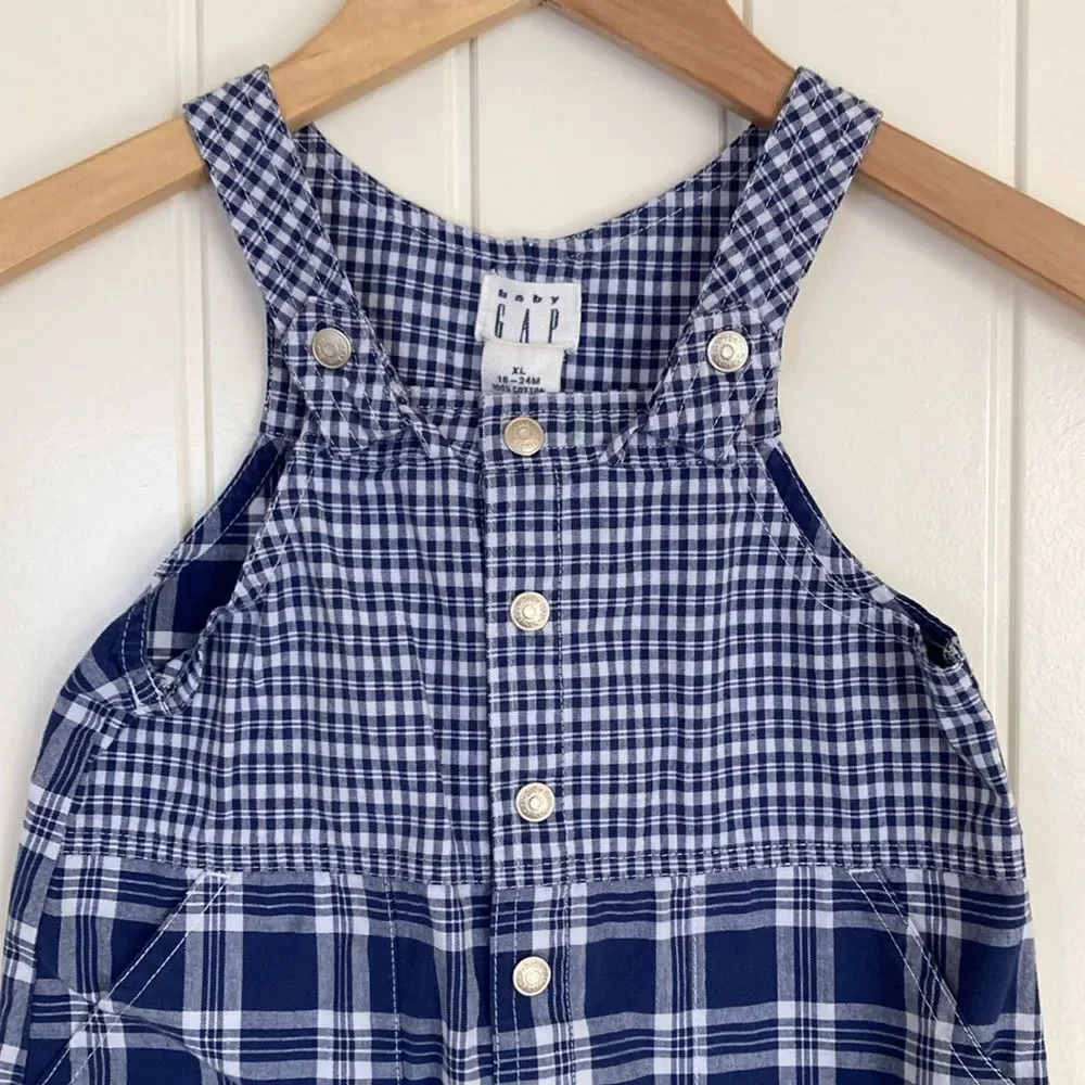 Baby Gap Overalls Baby Size 18-24 M Blue‎ White Multi Print